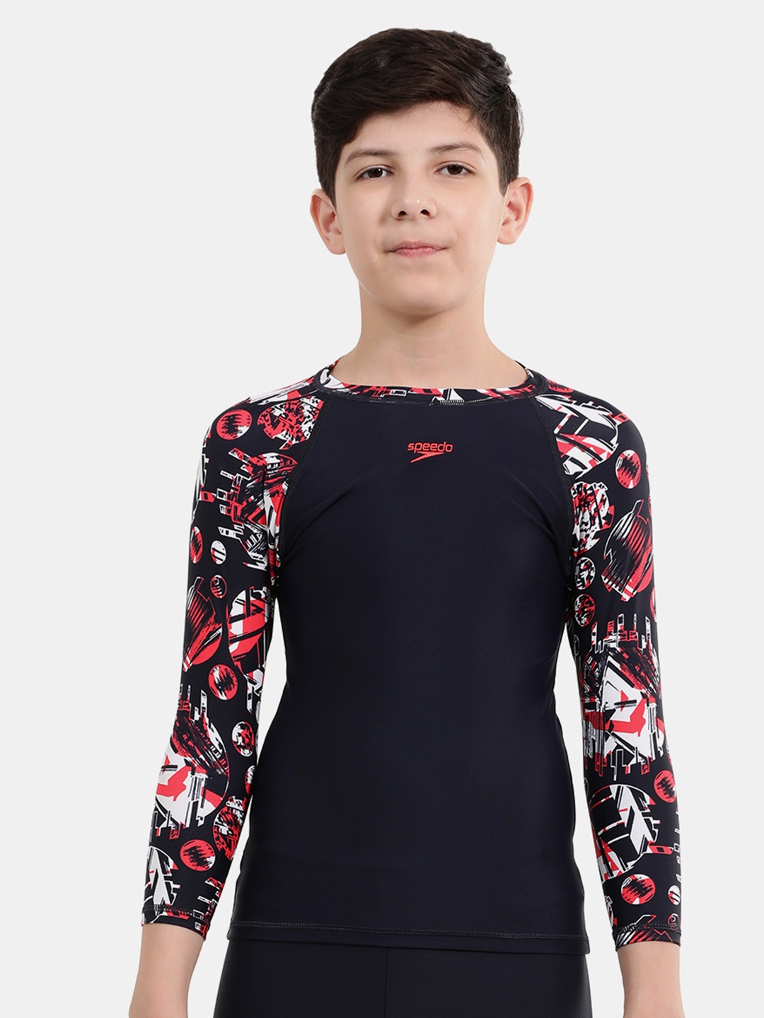 

Speedo Boys Solid Swim Tshirt, Navy blue