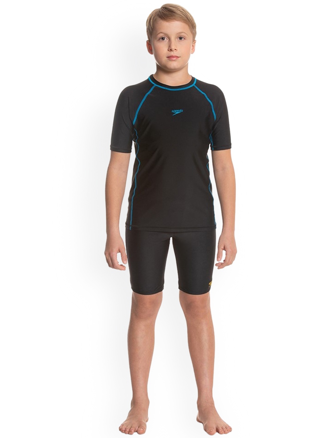 

Speedo Boys Solid Swim T-Shirt, Black