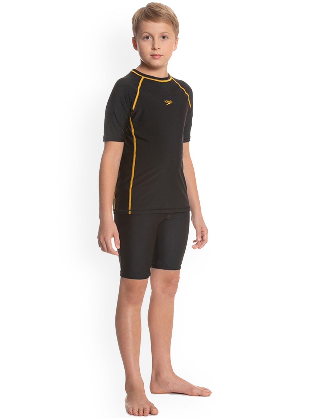 

Speedo Boys Solid Swim T-Shirt, Black