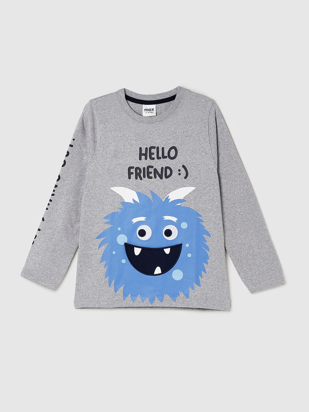 

max Boys Printed T-shirt, Grey