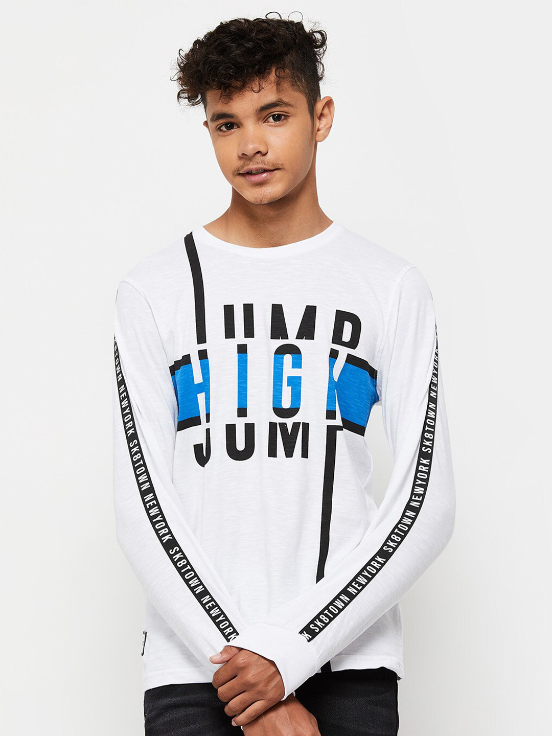 

max Boys Typography Printed T-shirt, White