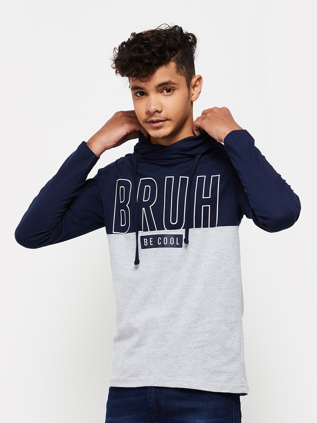 

max Boys Typography Printed T-shirt, Blue