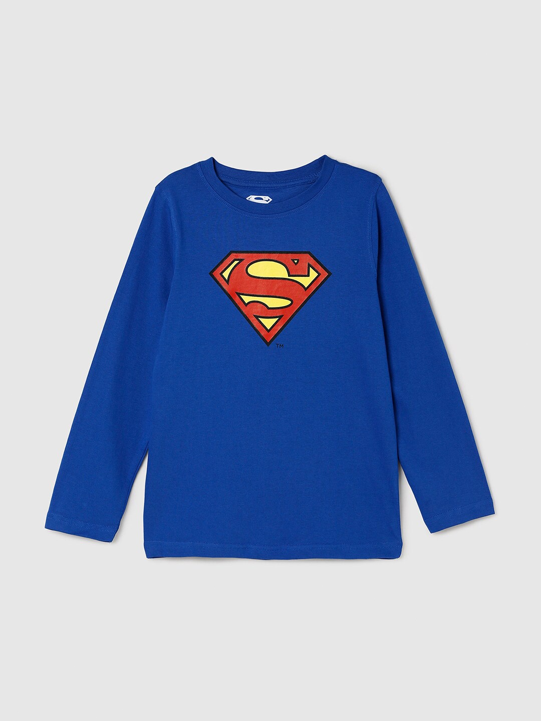 

max Boys Superman Printed Cotton T-shirt, Blue