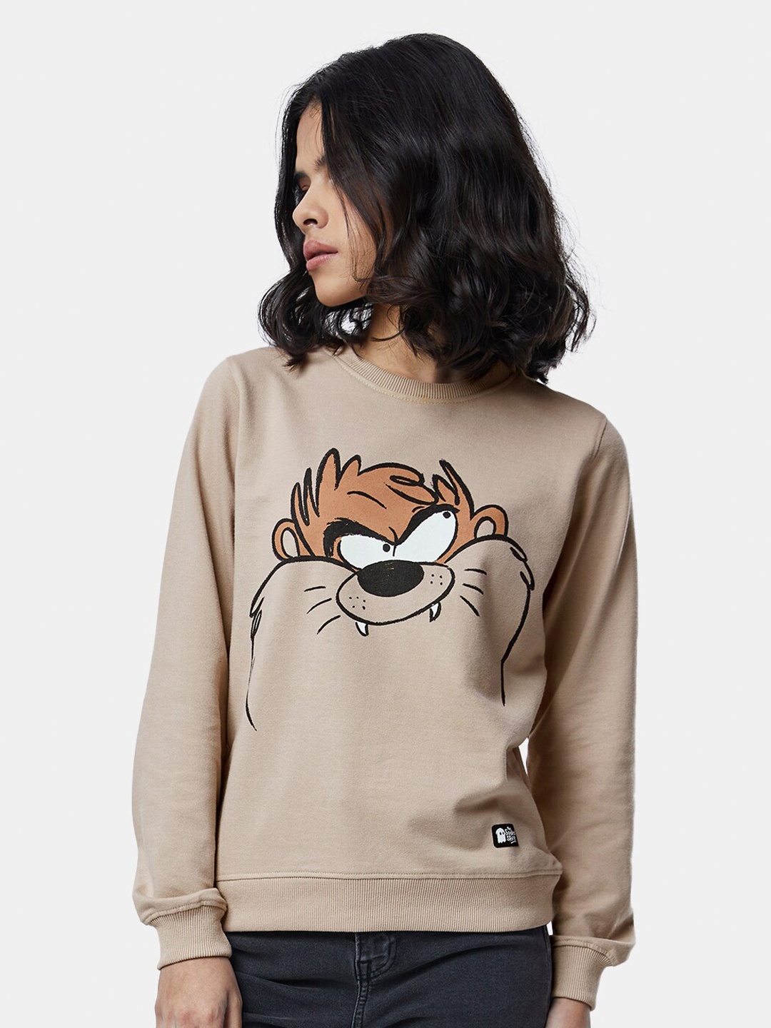 

The Souled Store Women Looney Tunes Taz Sweatshirt, Coffee brown