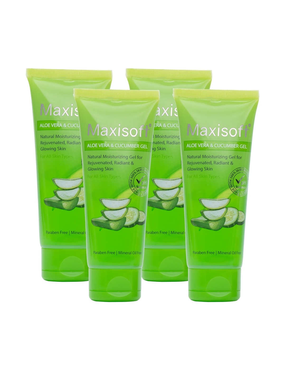 

Maxisoft Set Of 4 Natural Aloe Vera & Cucumber Gel 120 gm, Green