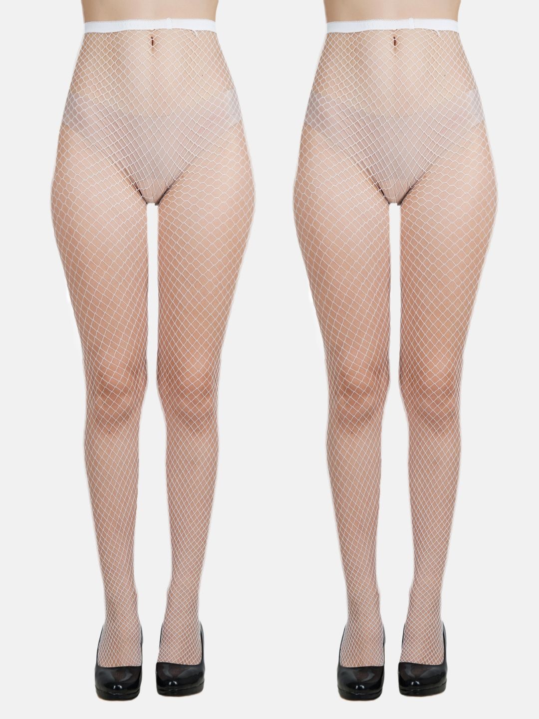 

N2S NEXT2SKIN Women Solid Fishnet Pattern Mesh Pantyhose Stockings, White