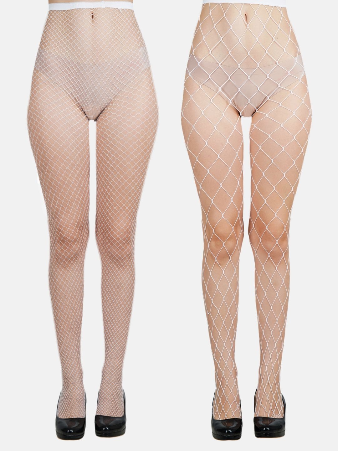 

N2S NEXT2SKIN Women Pack Of 2 Fishnet Pantyhose Stockings, White