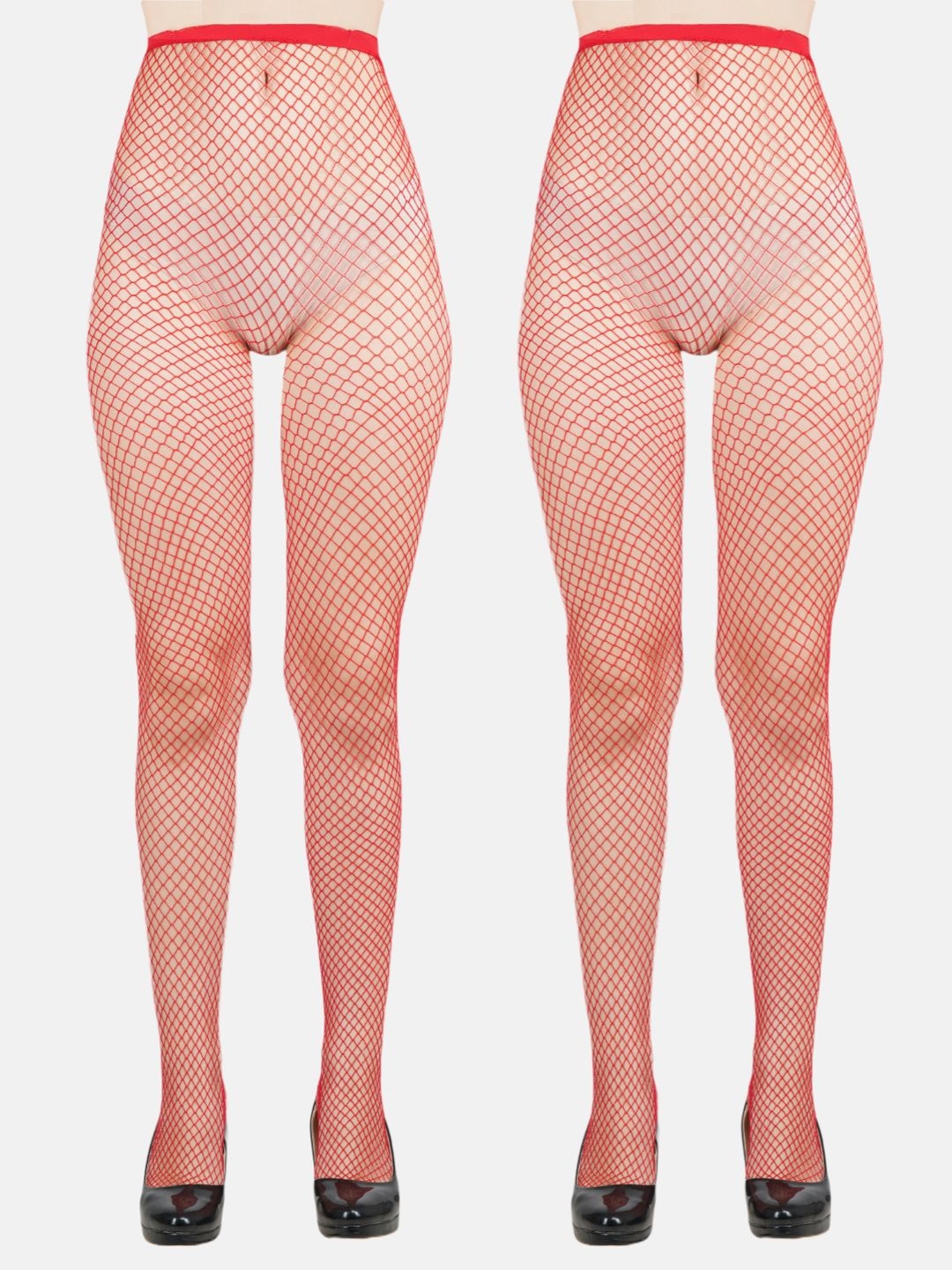 

N2S NEXT2SKIN Women Pack Of 2 Patterned Fishnet Stockings, Red