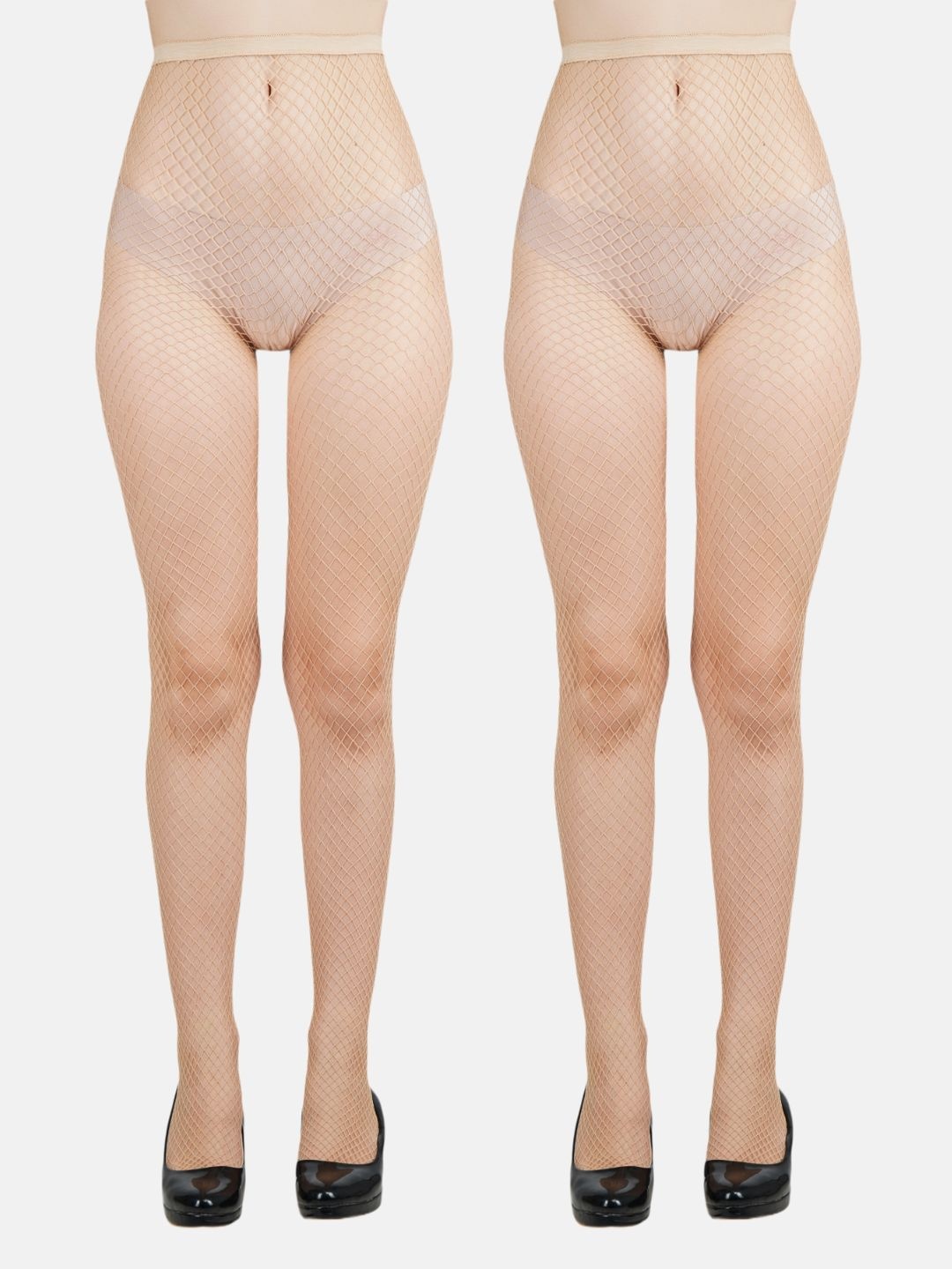 

N2S NEXT2SKIN Women Pack Of 2 Patterned Fishnet Stockings, Beige
