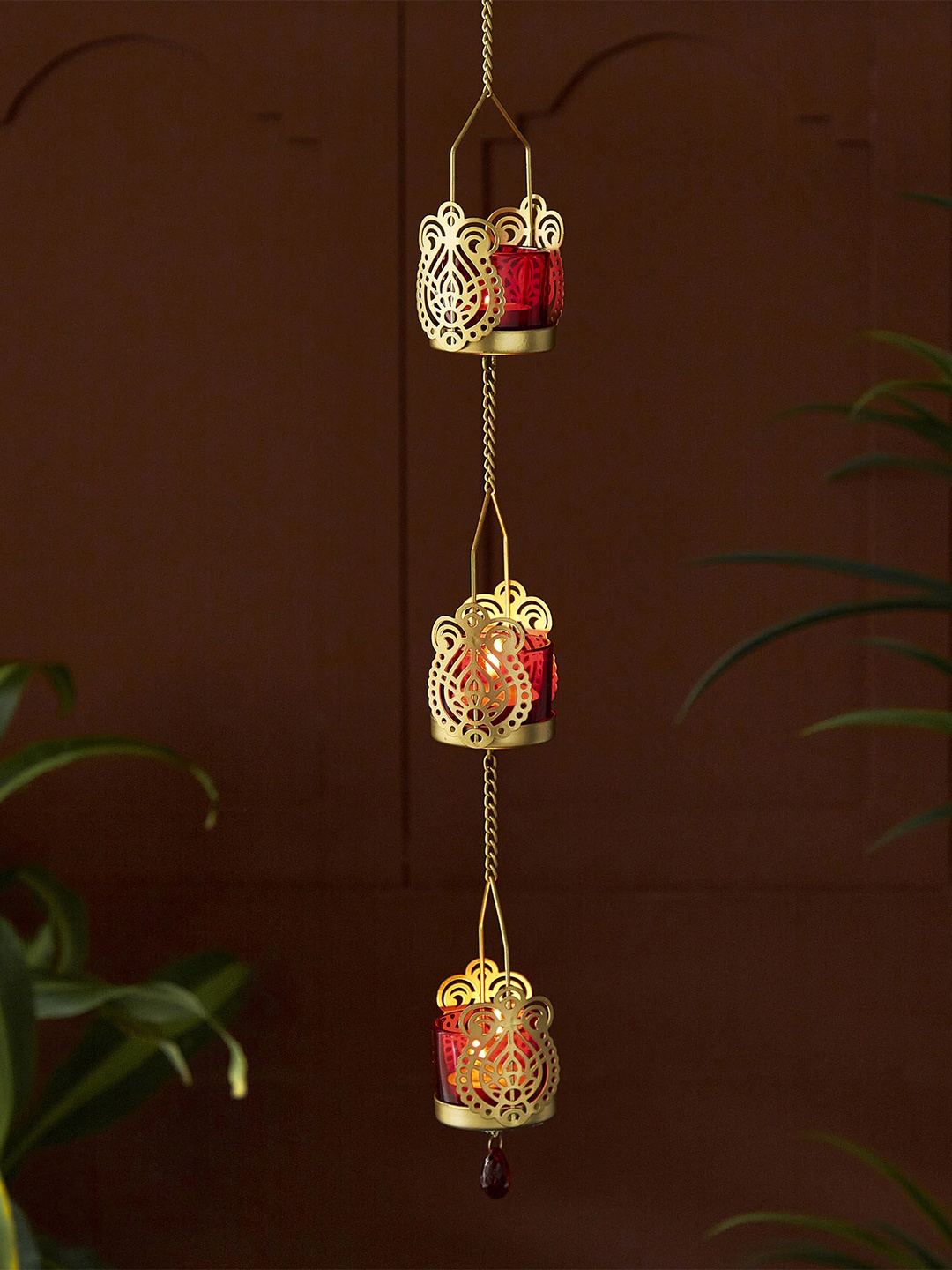 

Home Centre 3 Tier Metal Candle Holder, Gold