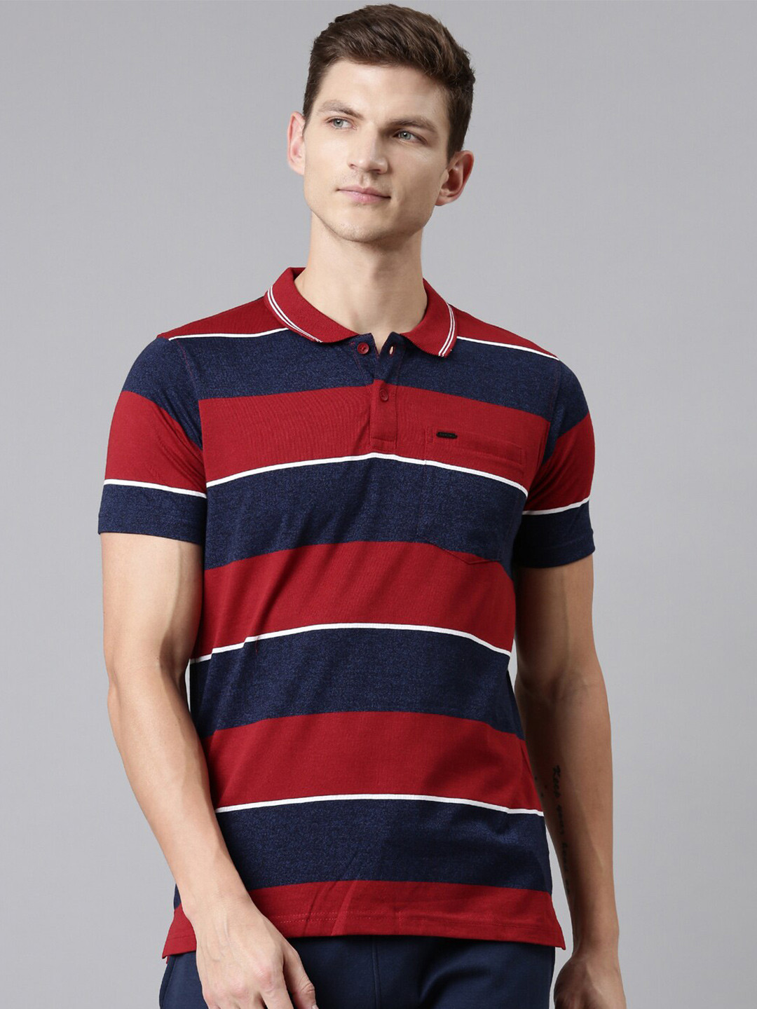 

Proline Active Men Striped Polo Collar T-shirt, Red