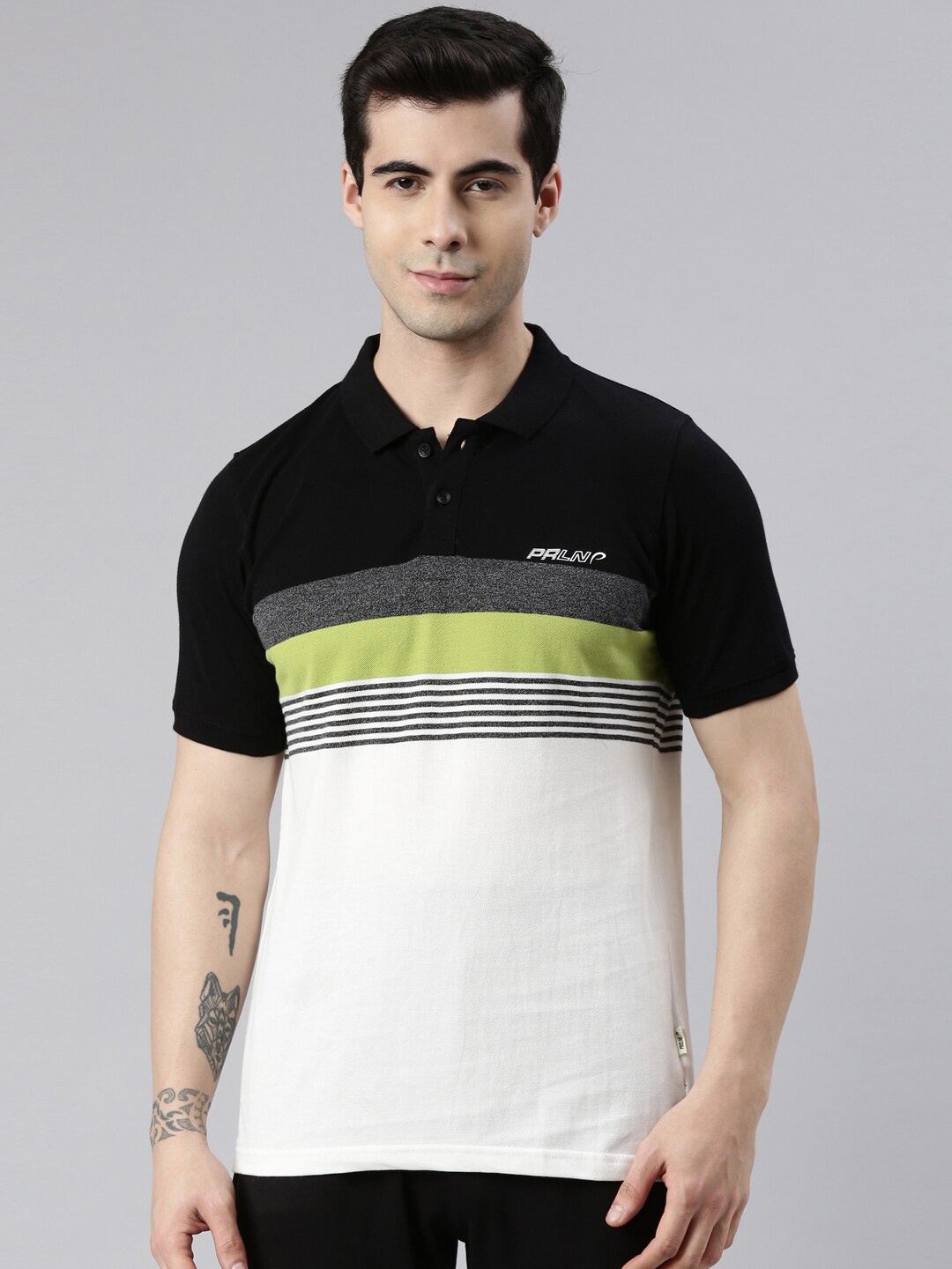 

Proline Active Men Colourblocked Polo Collar T-shirt, Black