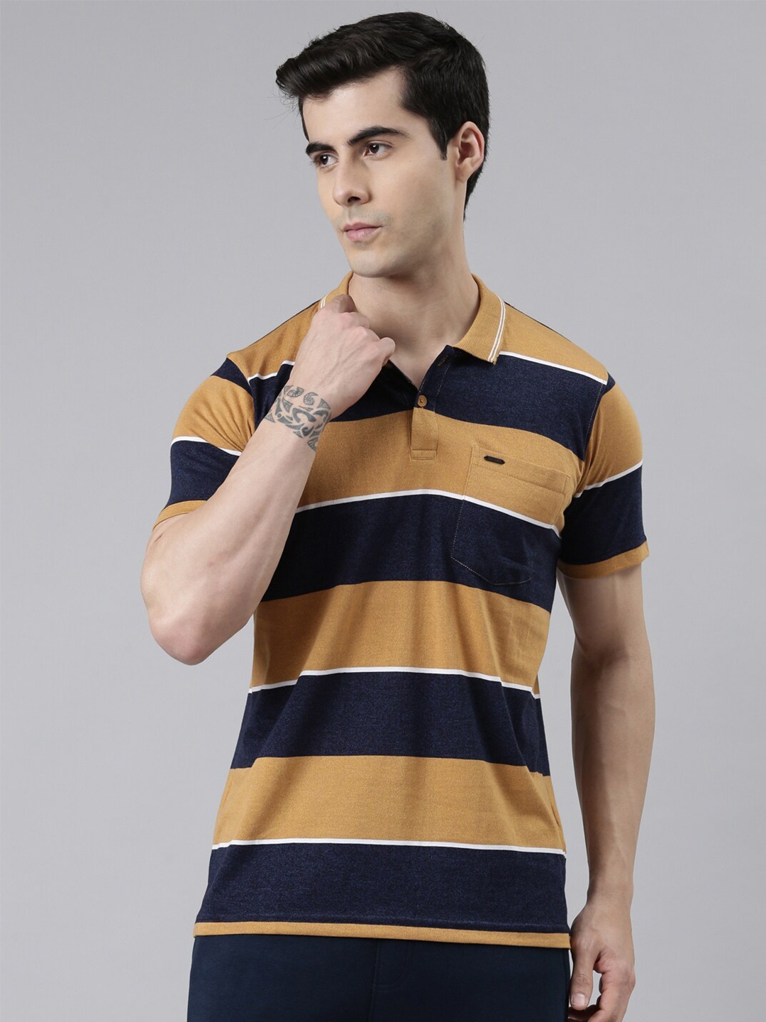 

Proline Active Men Striped Polo Collar T-shirt, Yellow