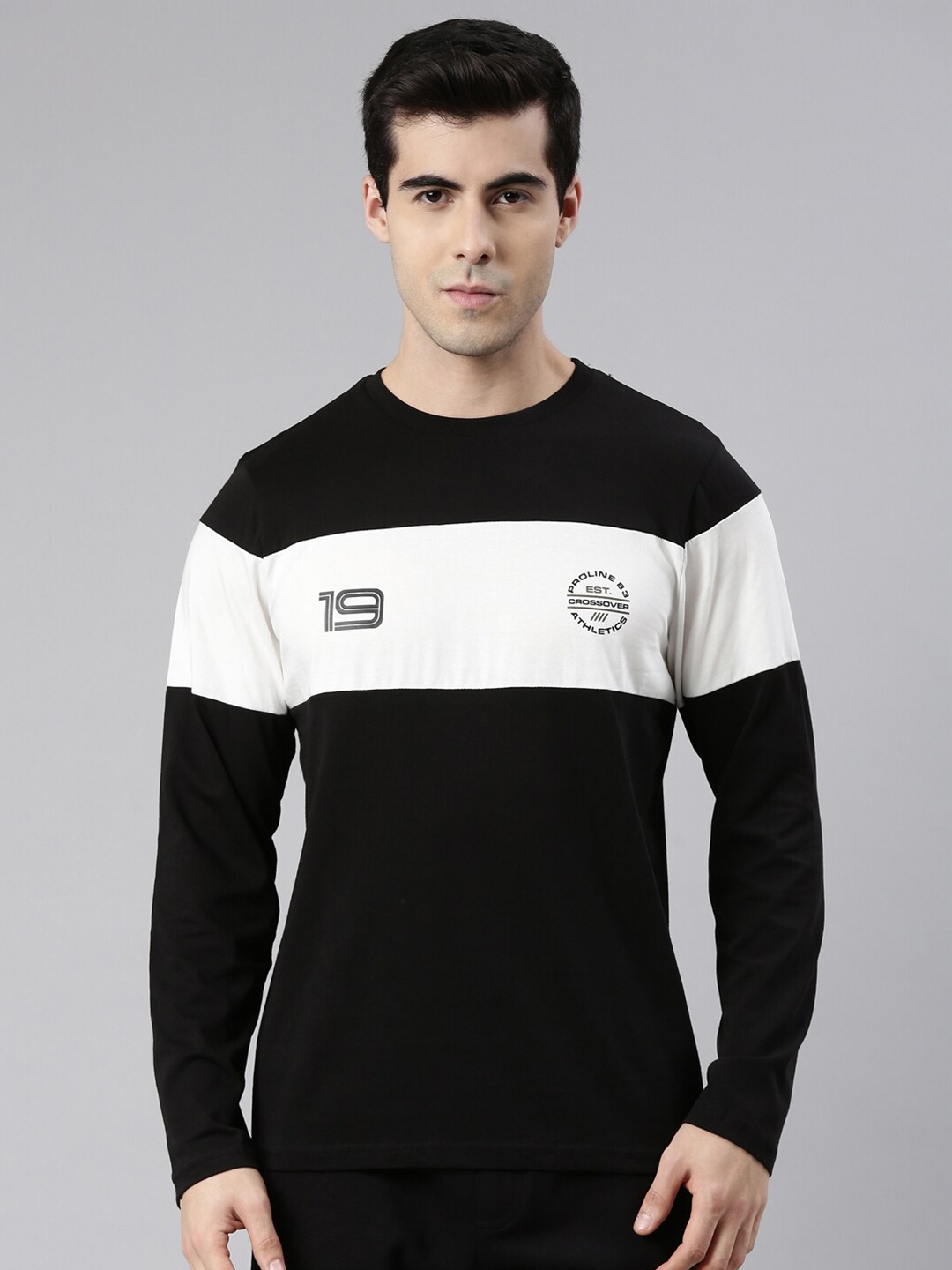 

Proline Active Men Colourblocked Cotton T-shirt, Black