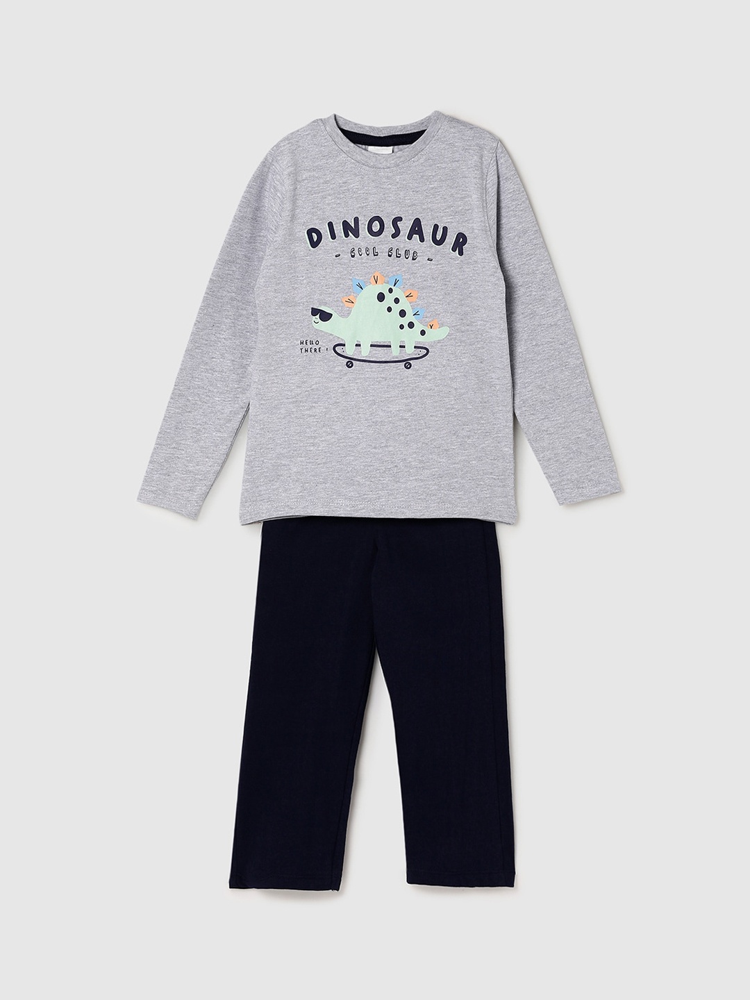 

max Boys Printed Pure Cotton Night suit, Grey