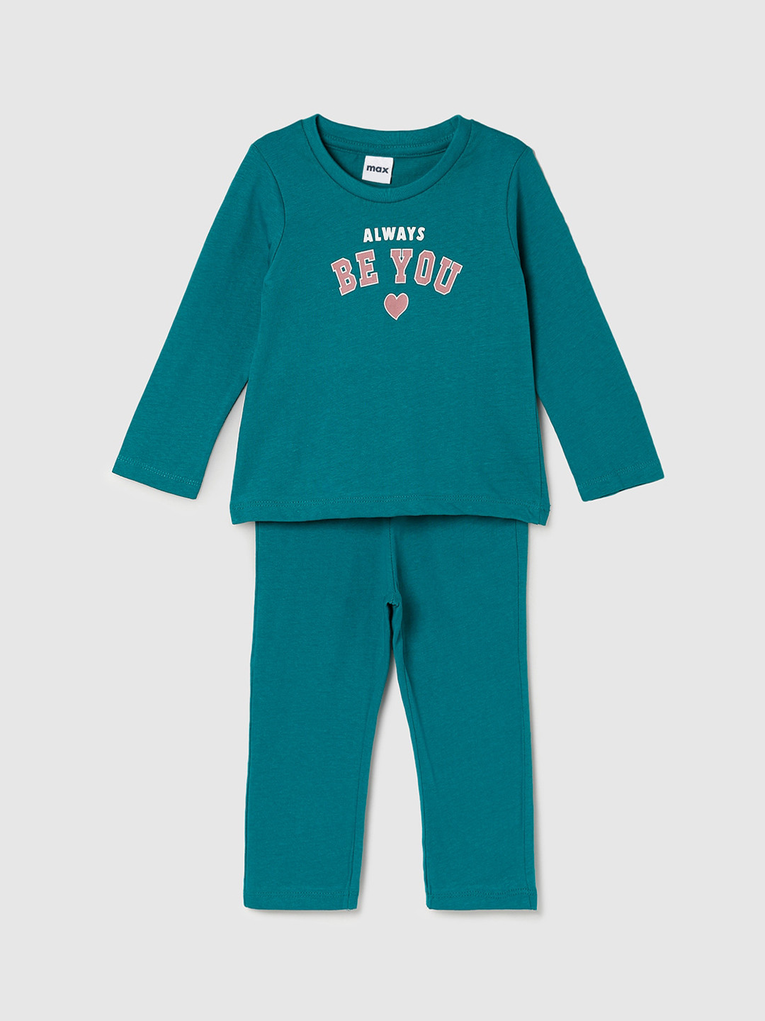 

max Girls Printed Pure Cotton Night suit, Teal