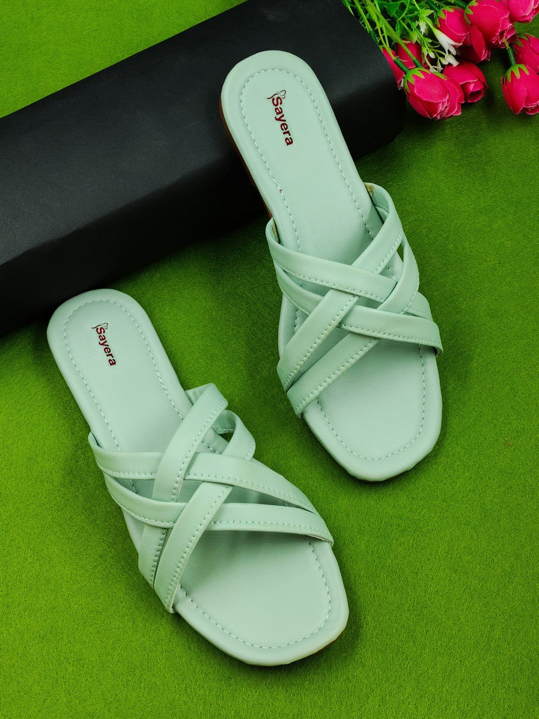 

Sayera Women Open Toe Flats, Green
