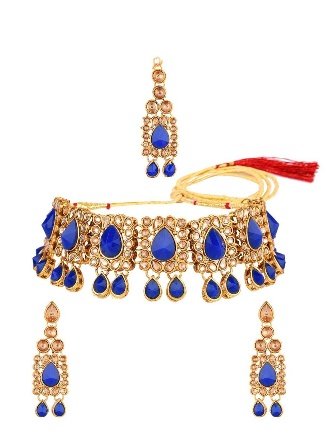 

Efulgenz Classic Antique Designer Gold-Plated Kundan-Studded Choker Jewellery Set