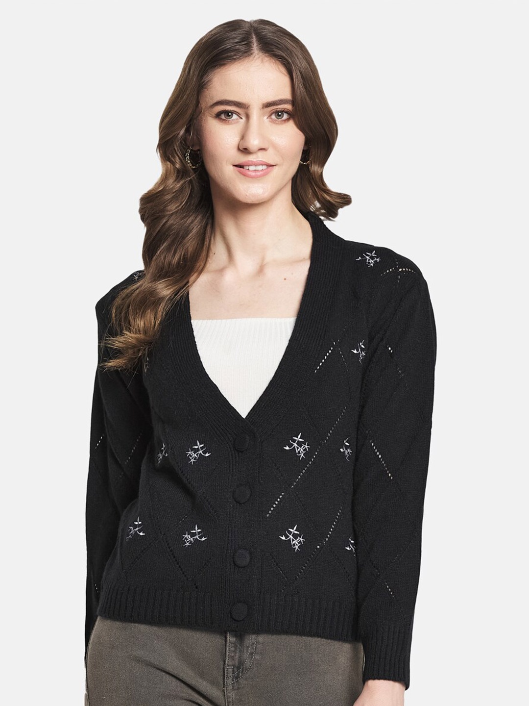 

Monte Carlo Women Floral Cardigan, Black