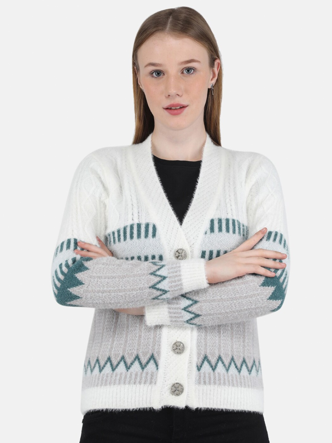 

Monte Carlo Women White & Blue Cardigan
