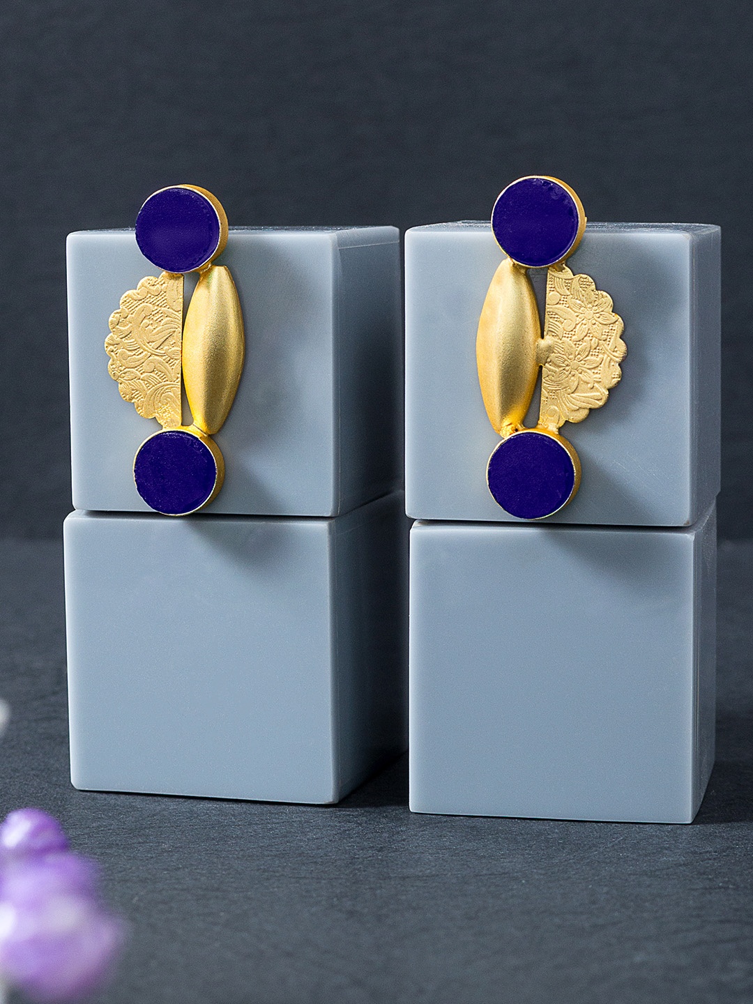 

Golden Peacock WOMEN Contemporary Drop Earrings, Navy blue