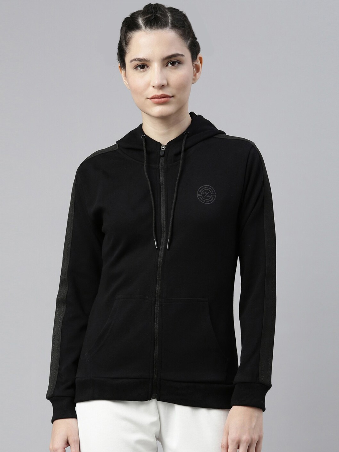

Proline Active Women Solid Hooded Sweatshirt, Black