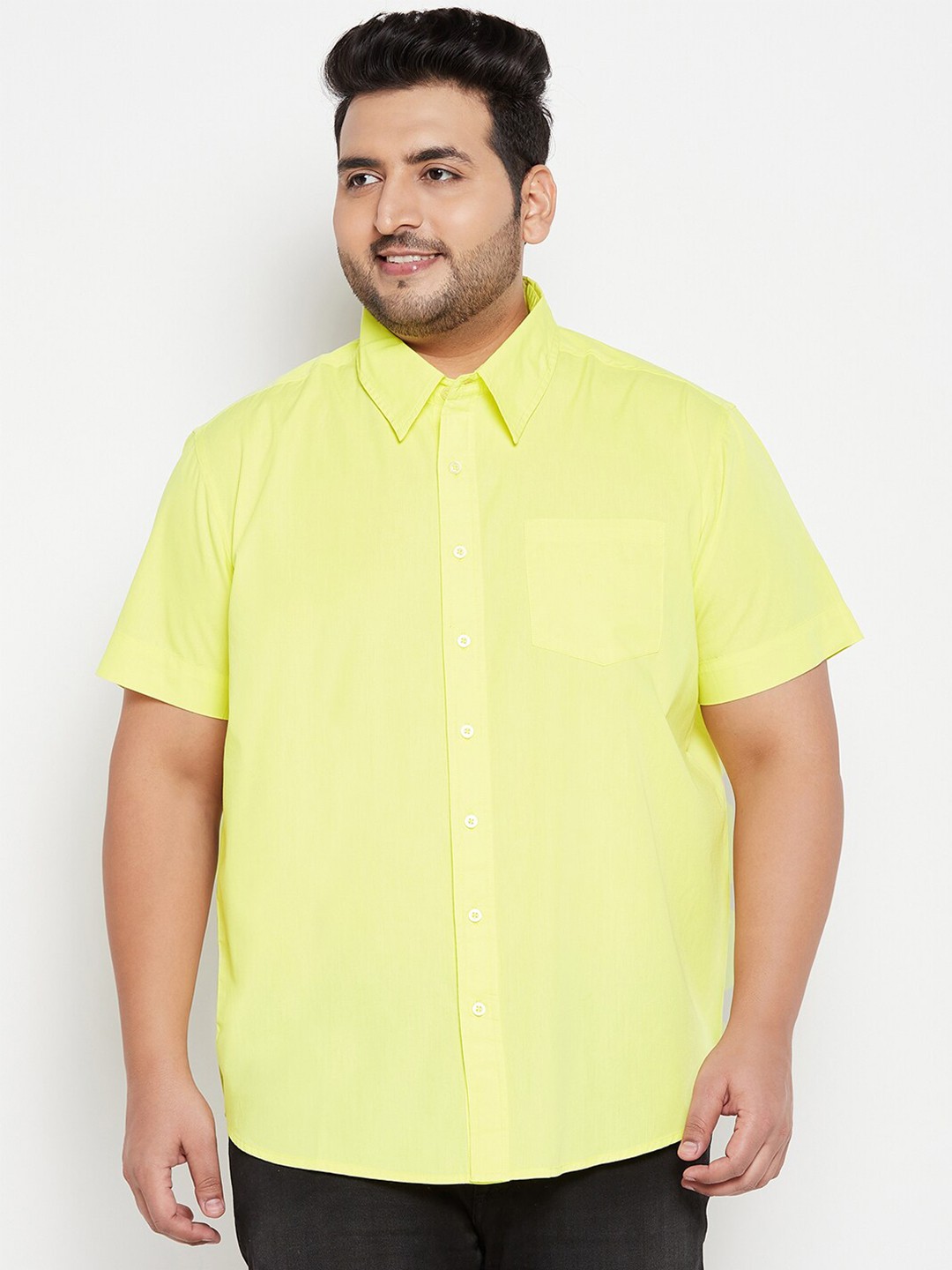 

bigbanana Men Plus Size Kenji Solid Shirt, Yellow