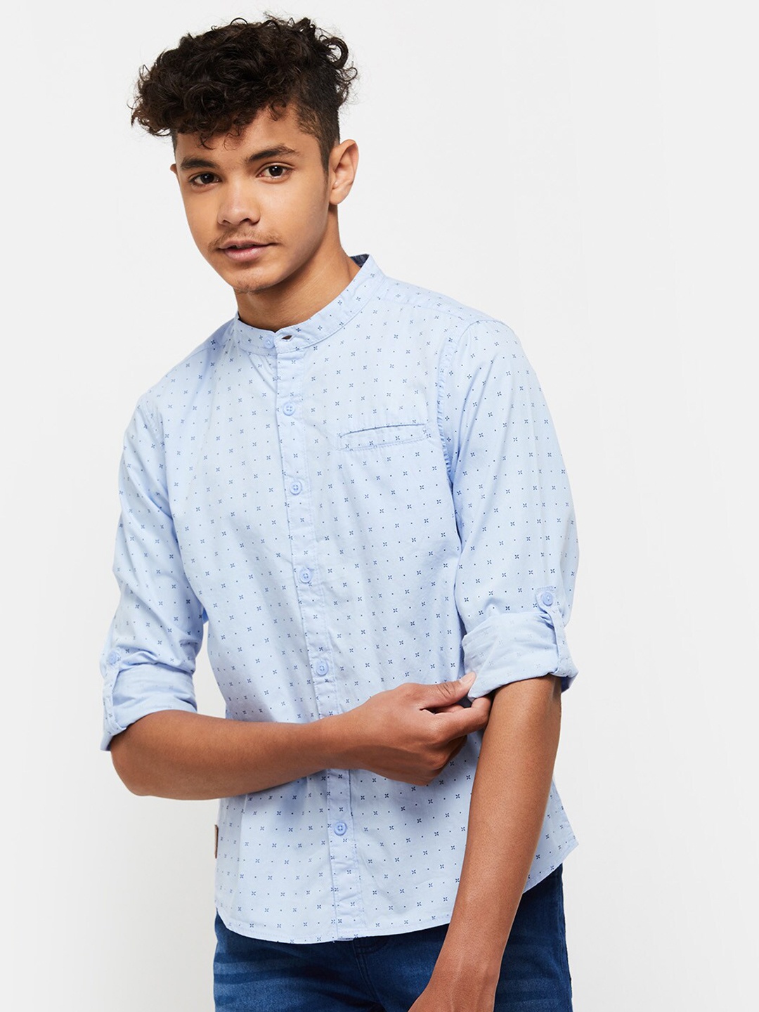 

max Boys Blue Floral Printed Casual Shirt