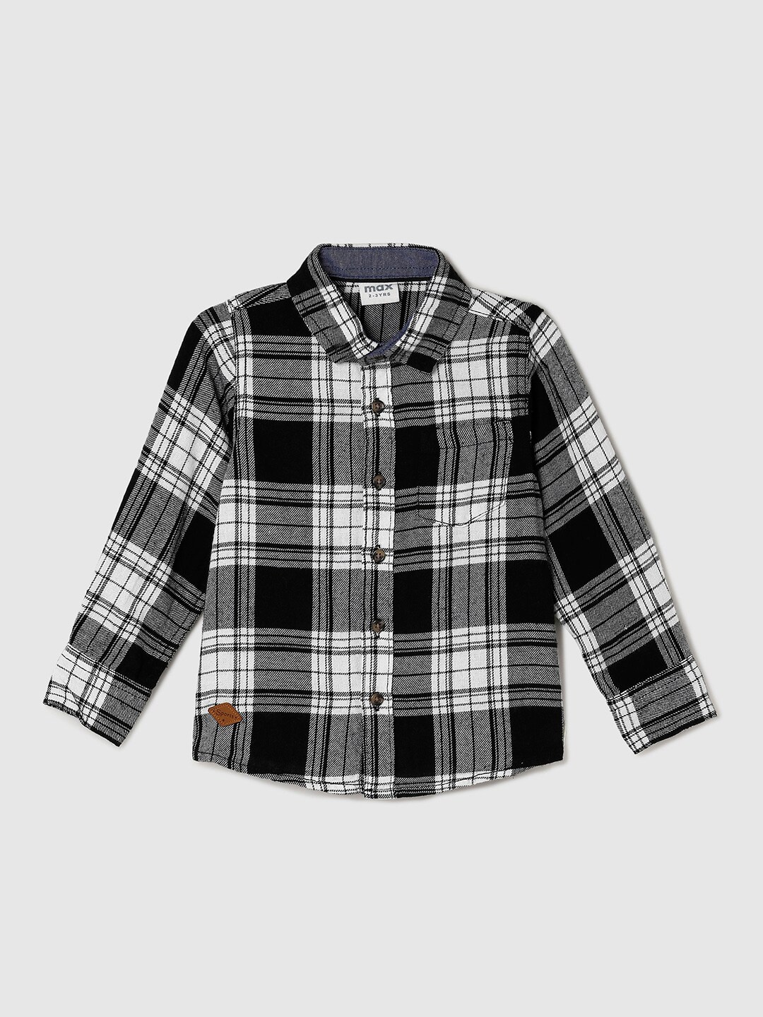 

max Boys Black Tartan Checks Checked Casual Shirt