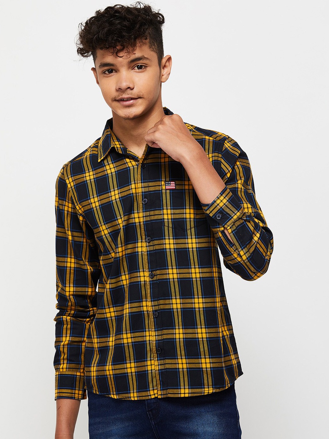 

max Boys Blue Checked Casual Shirt