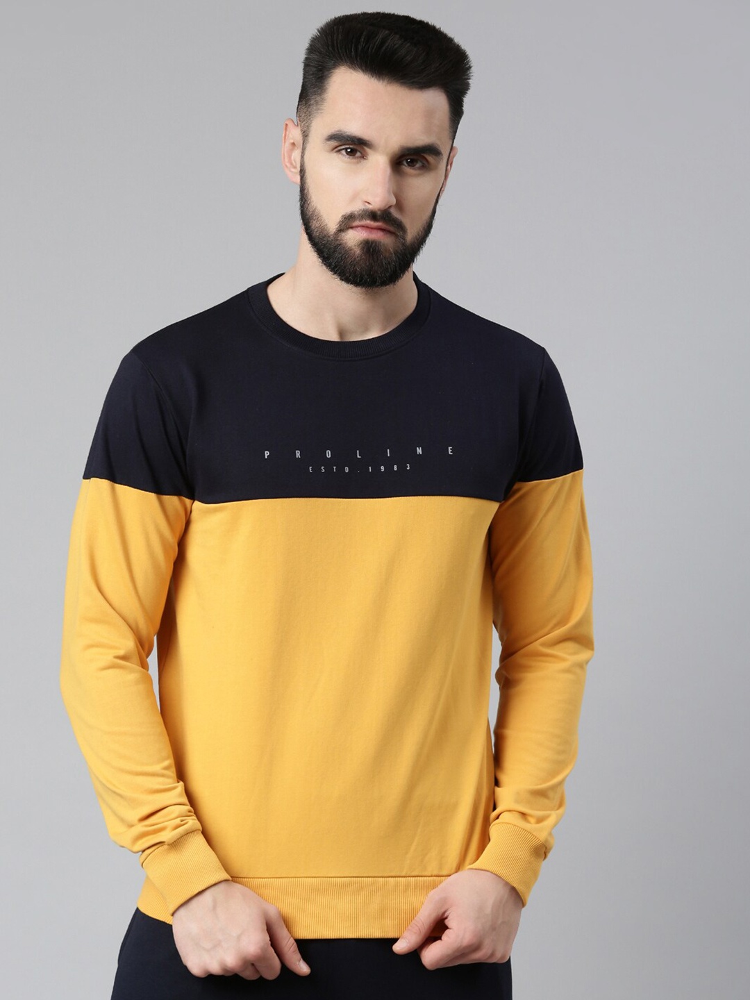 

Proline Active Men Colourblocked Cotton Sweatshirt, Yellow