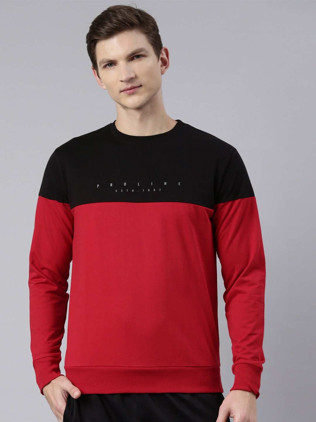 

Proline Active Men Colourblocked Sweatshirt, Red