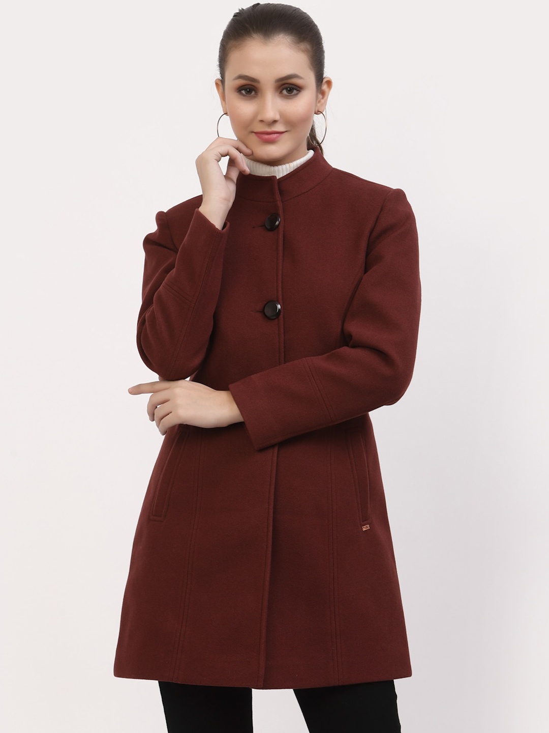 

Juelle Women Solid Winter Overcoat, Burgundy