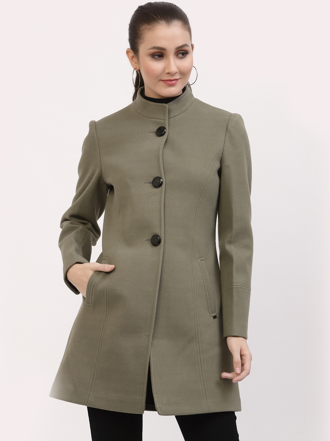 

Juelle Women Solid Longline Coats, Green