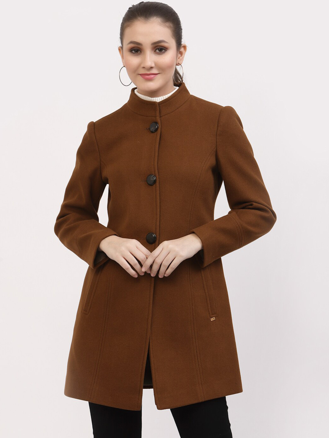 

Juelle Women Solid Long Coat, Brown