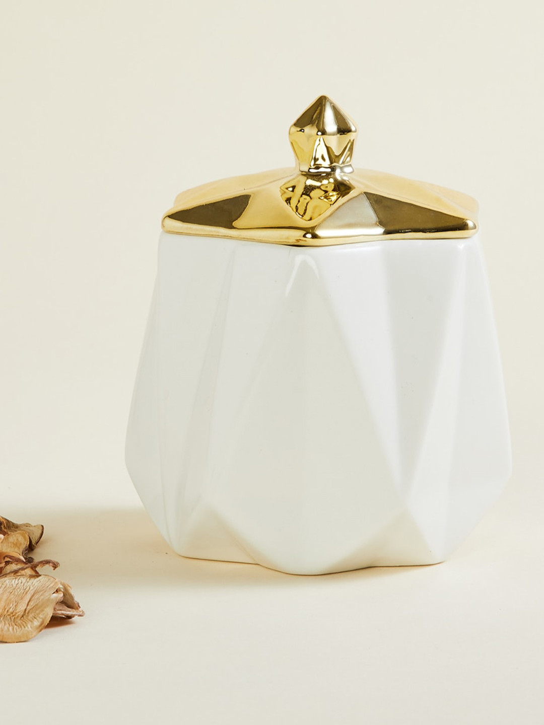 

Home Centre Modern Luxe Dishwasher Safe Ceramic Canister with Lid, White