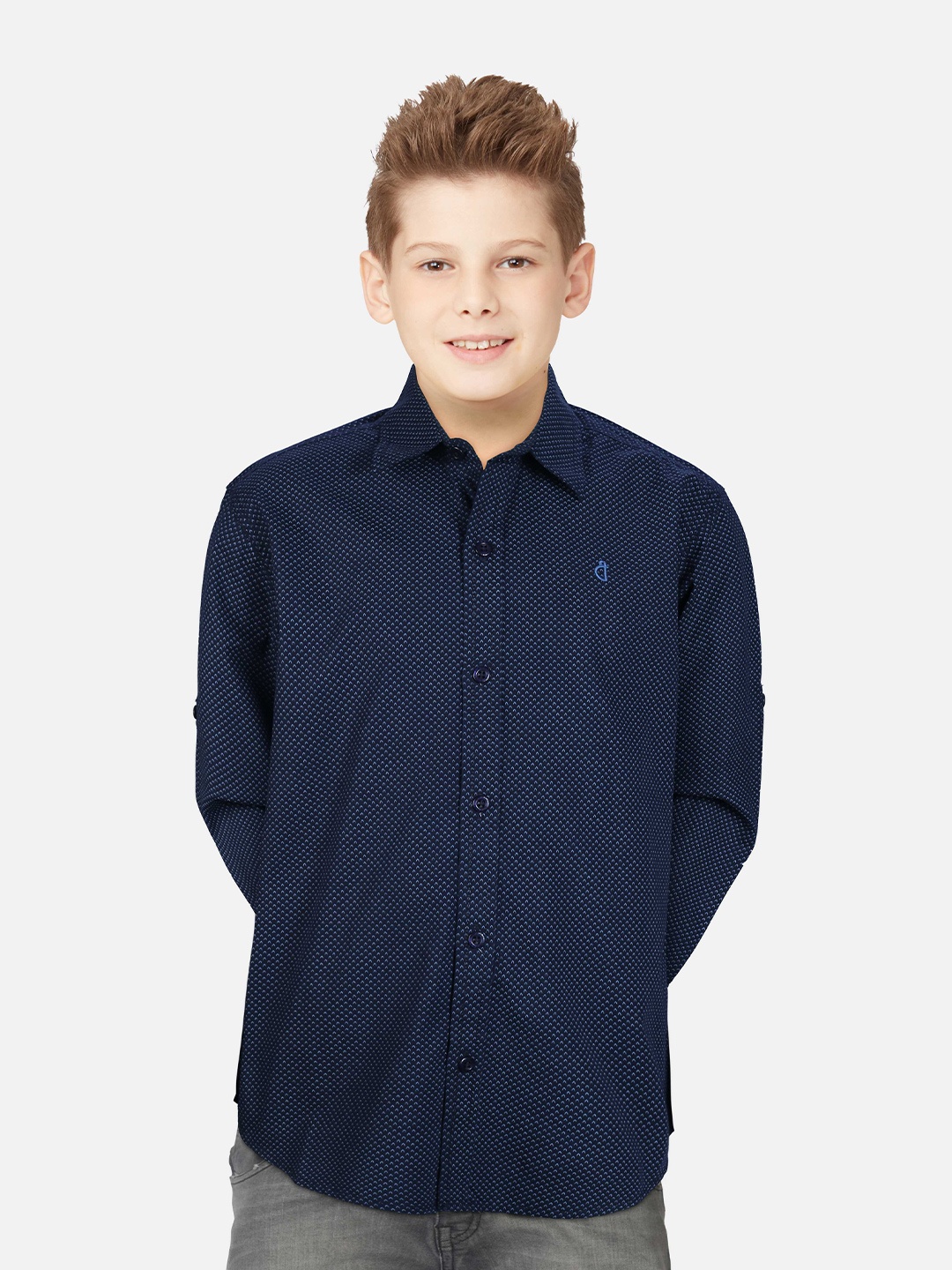 

Gini and Jony Boys Navy Blue Printed Casual Shirt