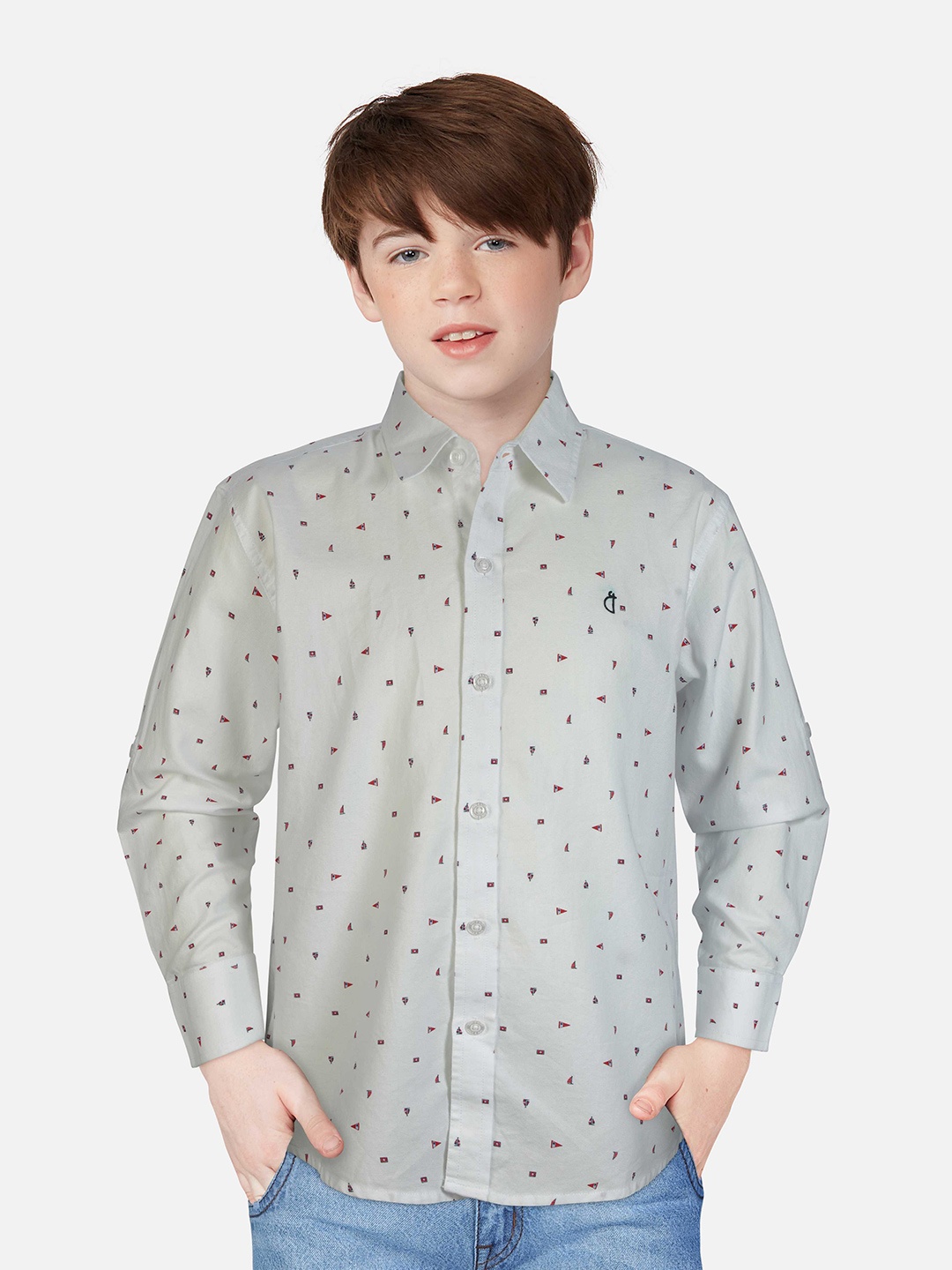 

Gini and Jony Boys White Printed Casual Shirt