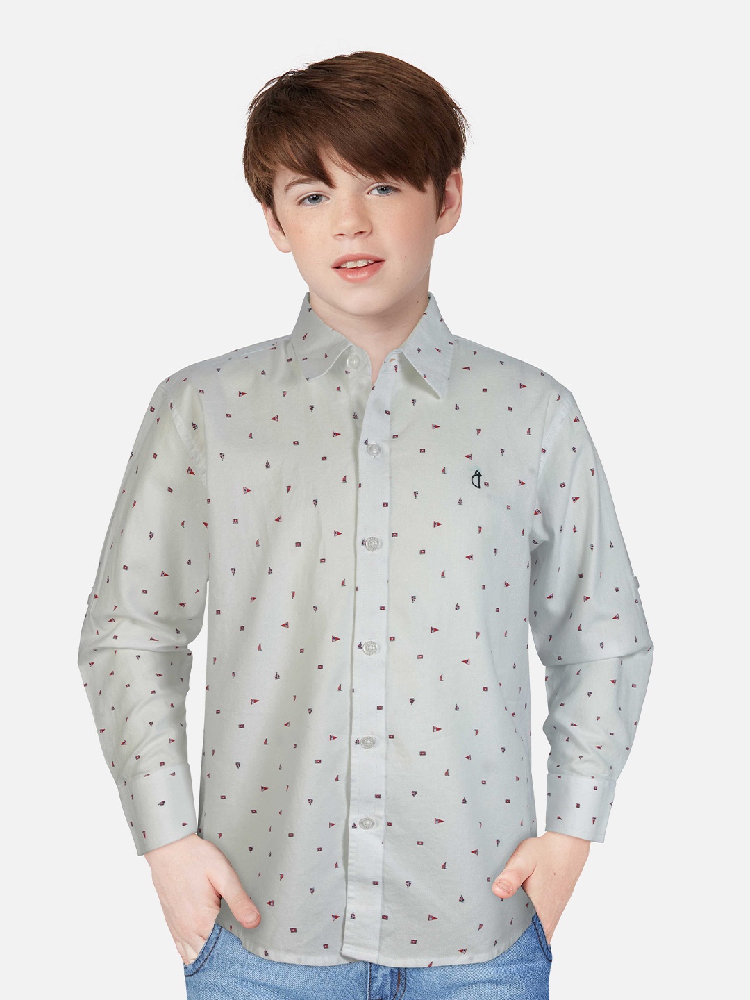 

Gini and Jony Boys White Printed Casual Shirt