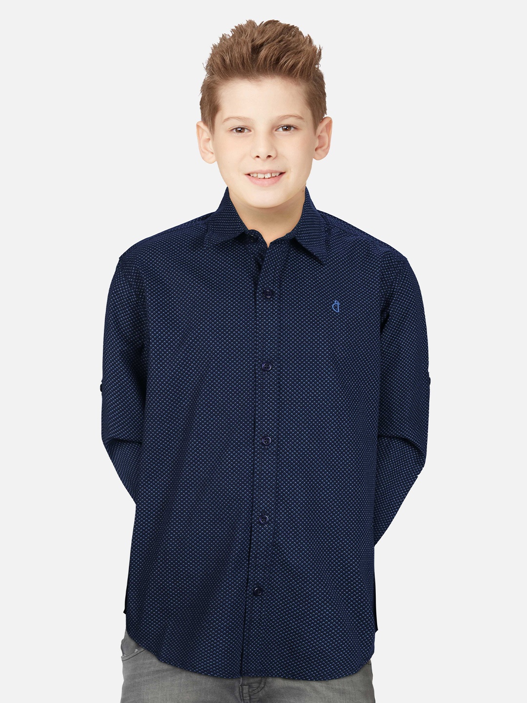 

Gini and Jony Boys Navy Blue Printed Casual Shirt