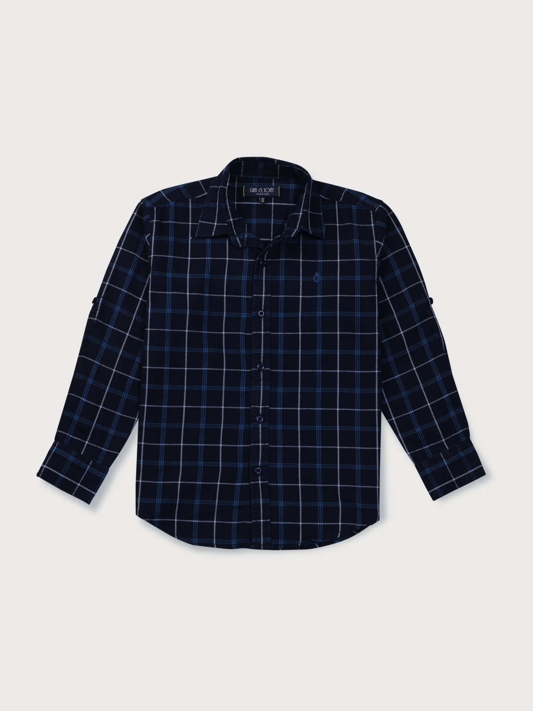 

Gini and Jony Boys Windowpane Checks Cotton Casual Shirt, Navy blue