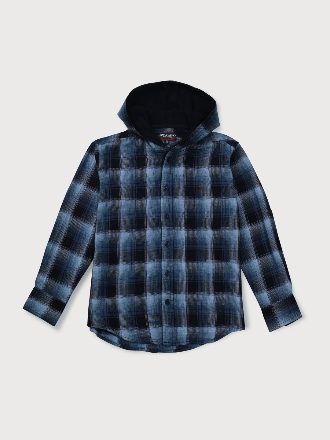 

Gini and Jony Boys Checked Cotton Casual Shirt, Navy blue