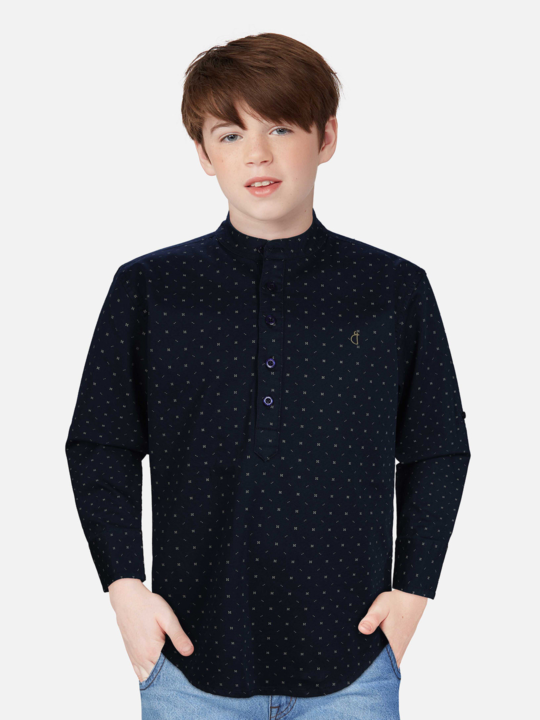 

Gini and Jony Boys Printed Casual Shirt, Black