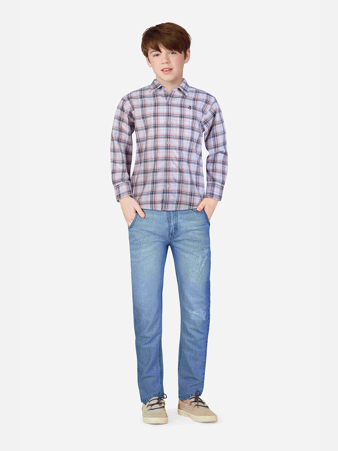 

Gini and Jony Boys Checked Casual Shirt, White