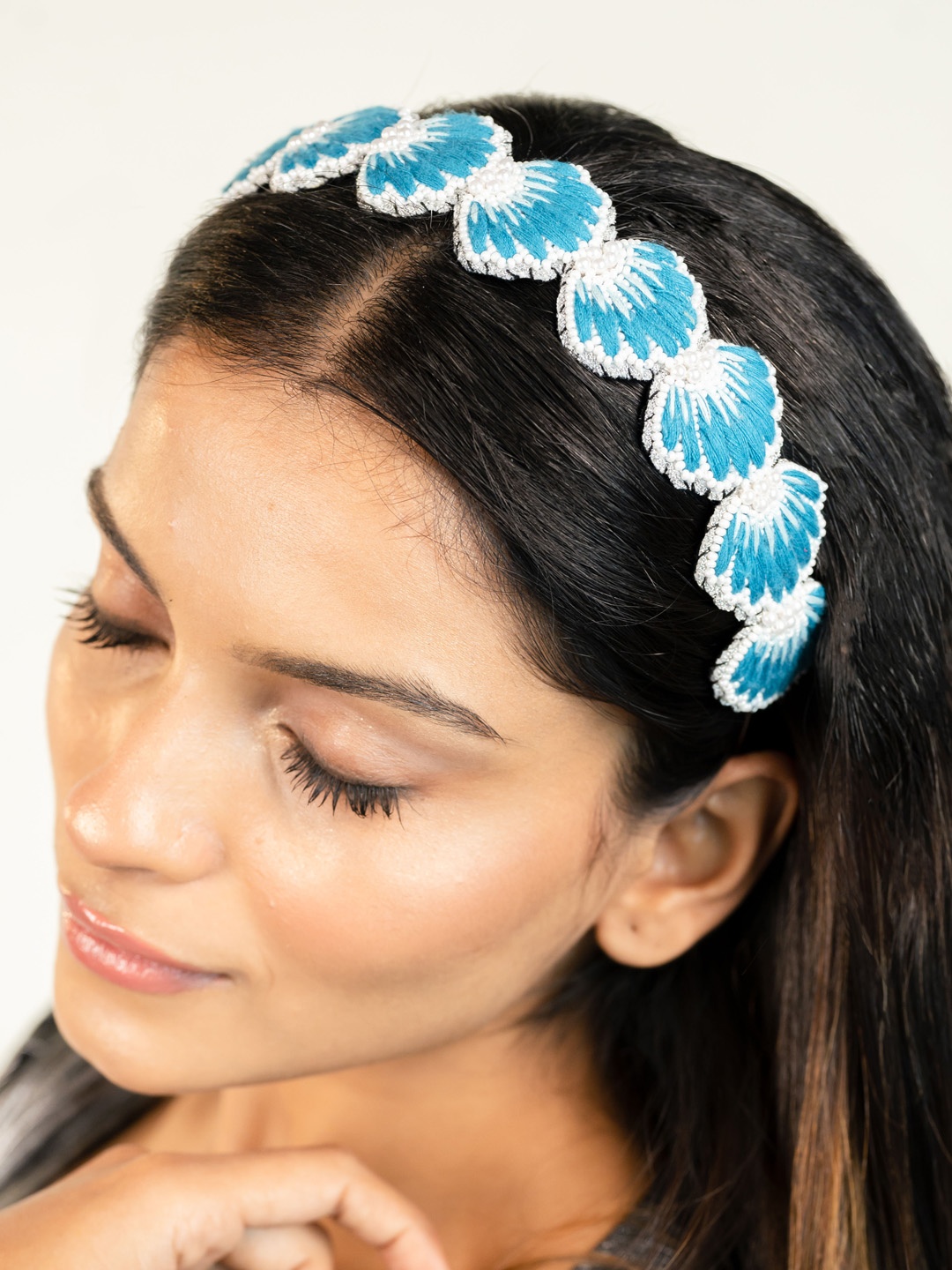 

HAIR DRAMA CO. Women Embellished Hairband, Blue