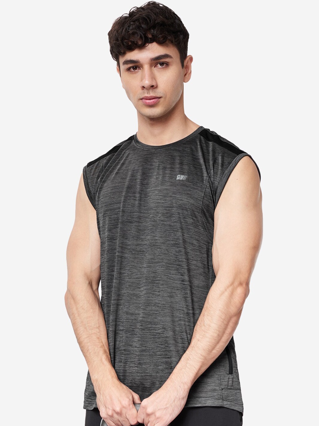 

The Souled Store Men Self Design Gym Vest, Black