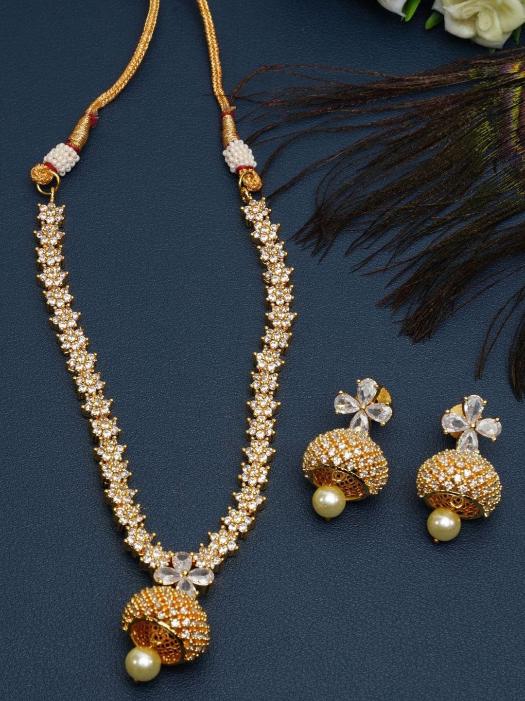 

GRIIHAM Gold-Plated CZ Studded Jewellery Set