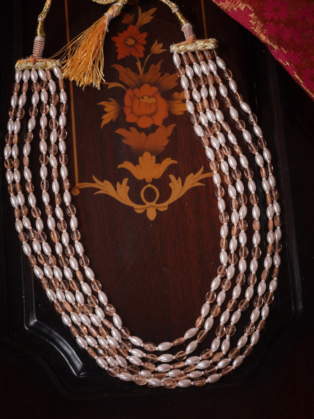 

GRIIHAM Copper Pearls Layered Necklace, Peach