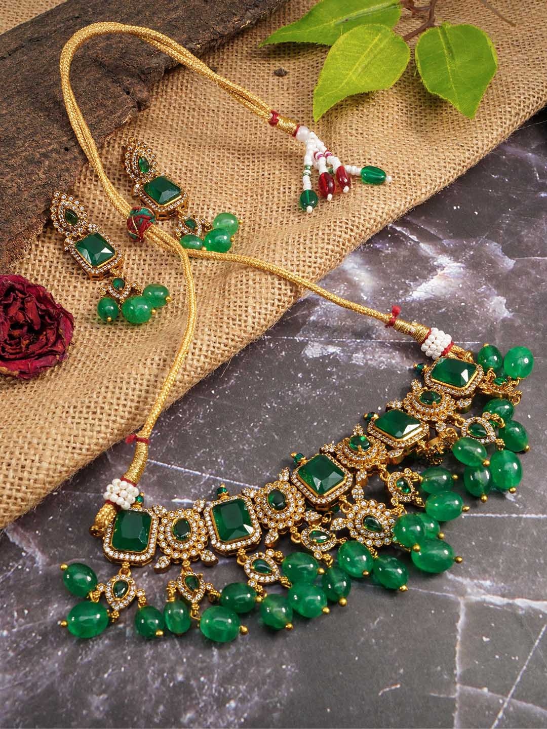 

GRIIHAM Gold-Plated CZ Stone Studded Jewellery Set
