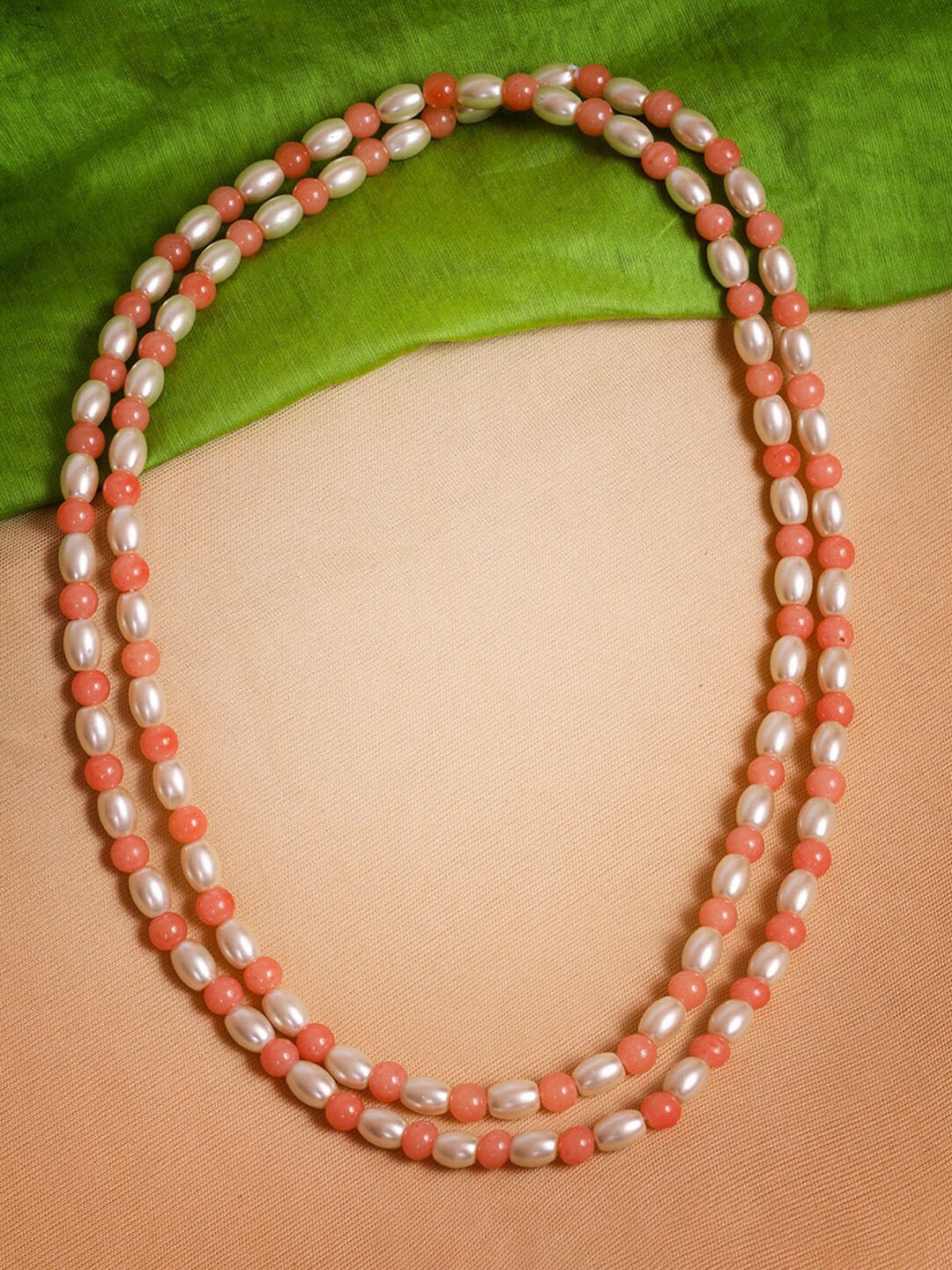

GRIIHAM Copper Layered Pearl Necklace, Peach